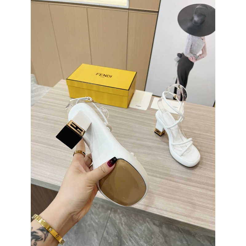 F**di white nappa leather sandals