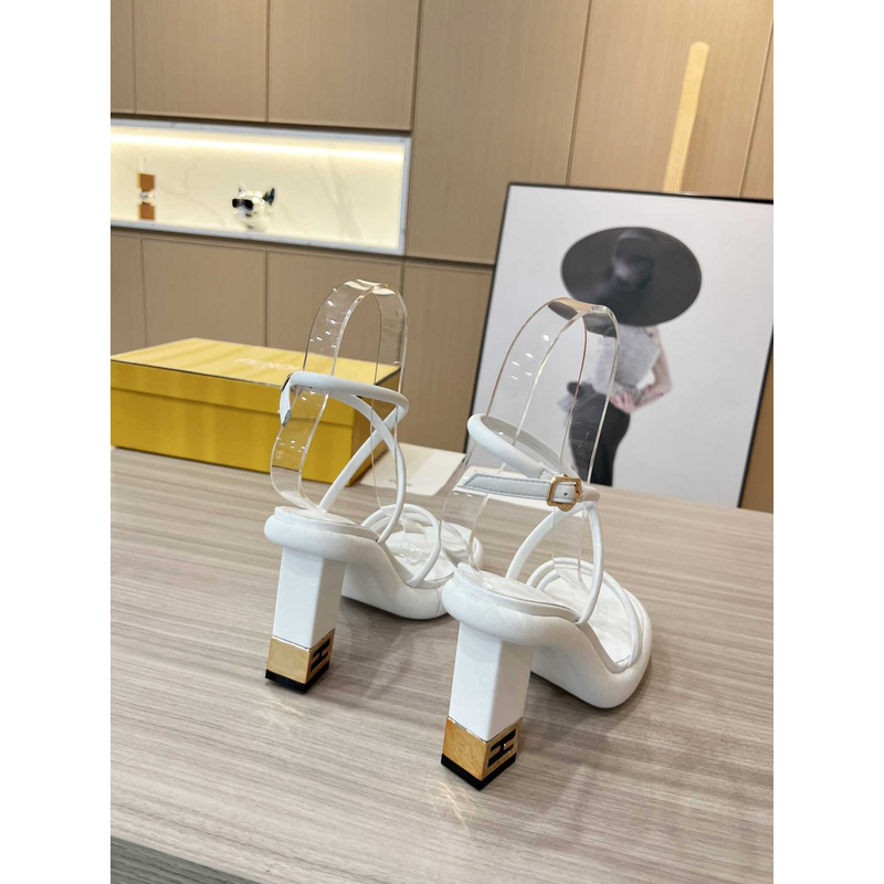 F**di white nappa leather sandals