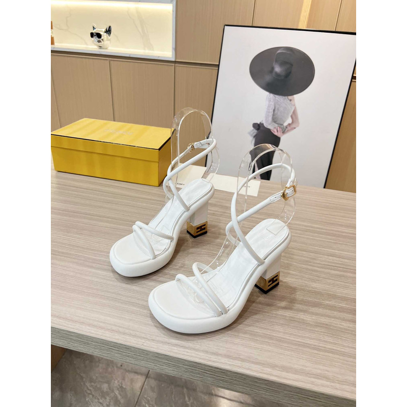 F**di white nappa leather sandals