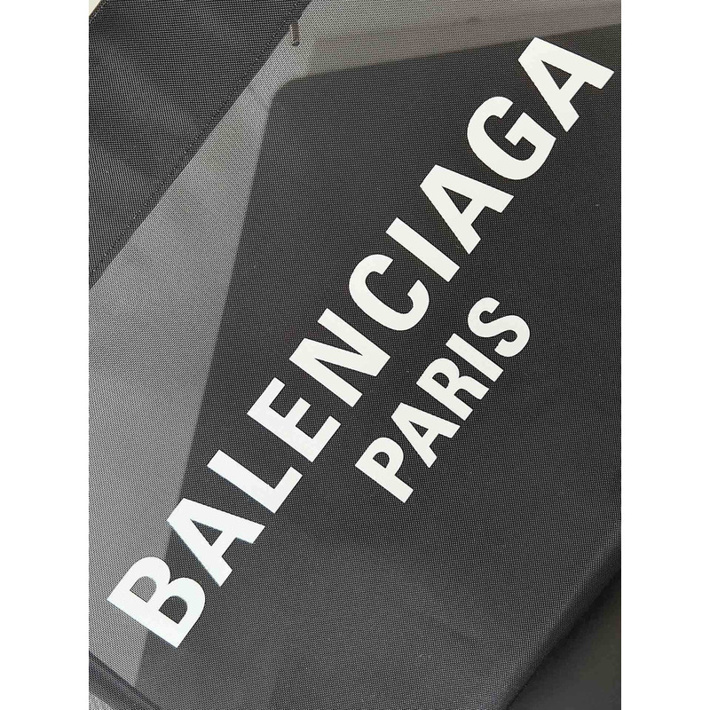 Ba*len*cia*ga duty free large mesh tote bag in white/black