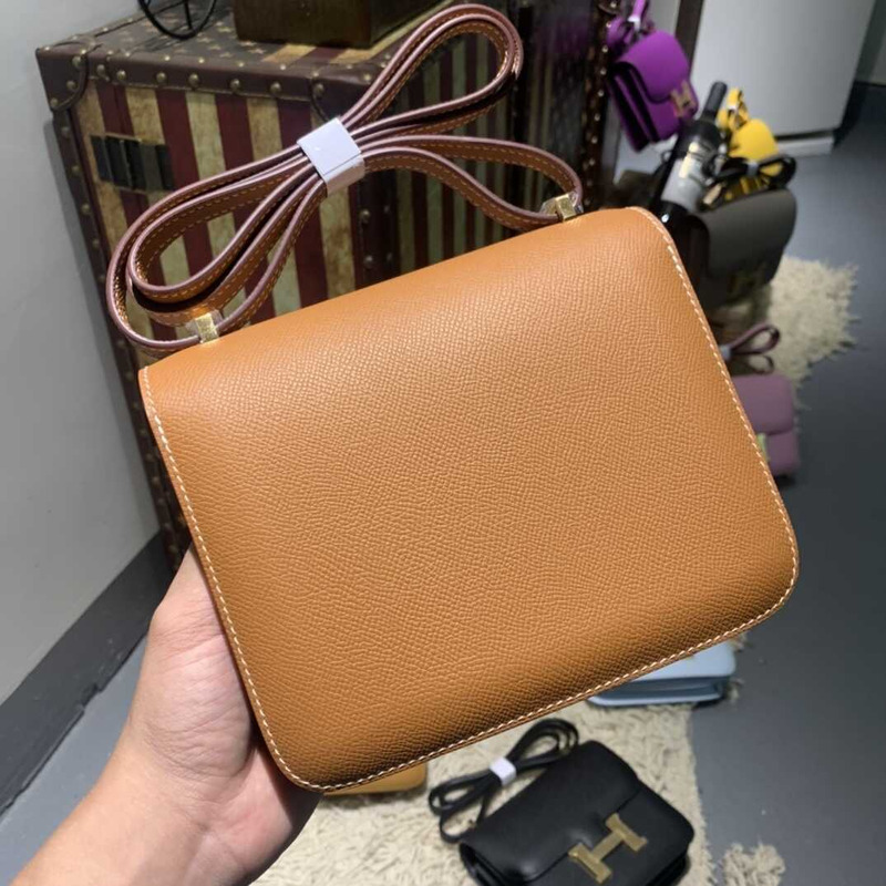 H**mes mini constance epsom leather caramel