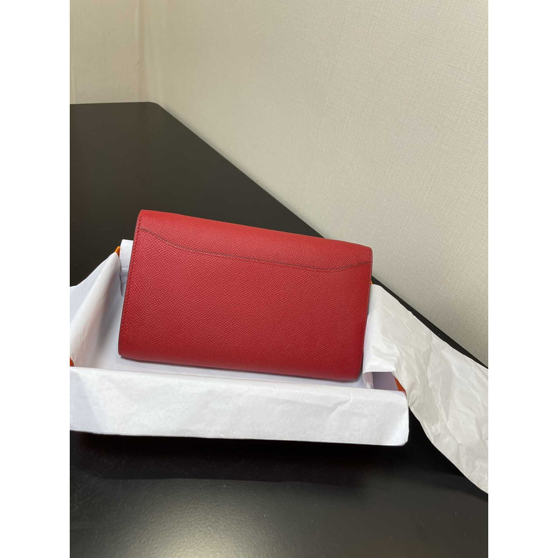 H**mes constance wallet to go gold hardware red