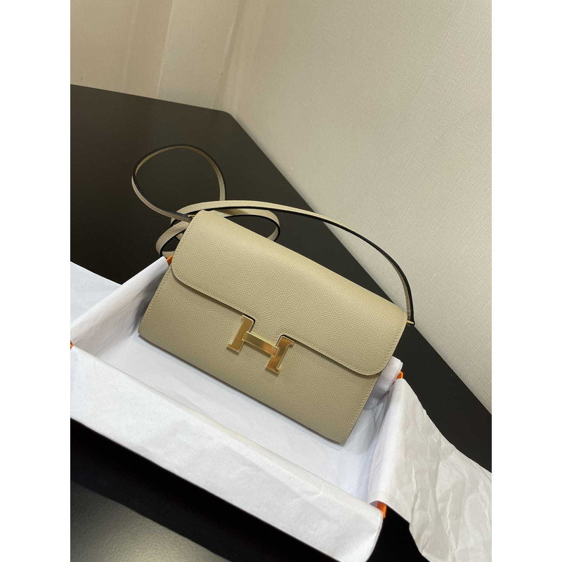 H**mes constance wallet to go gold hardware beige