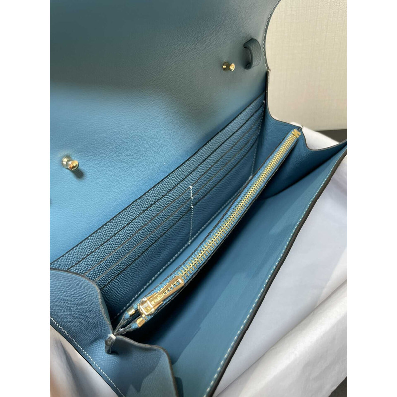 H**mes constance wallet to go gold hardware blue