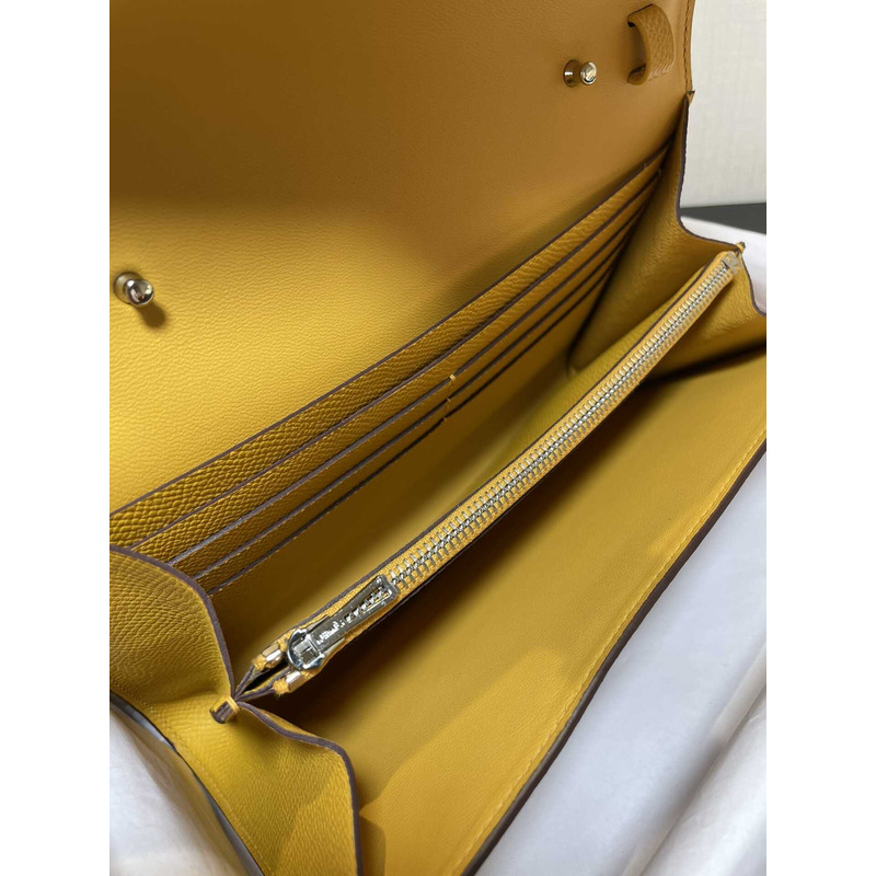 H**mes constance wallet to go silver hardware yellow