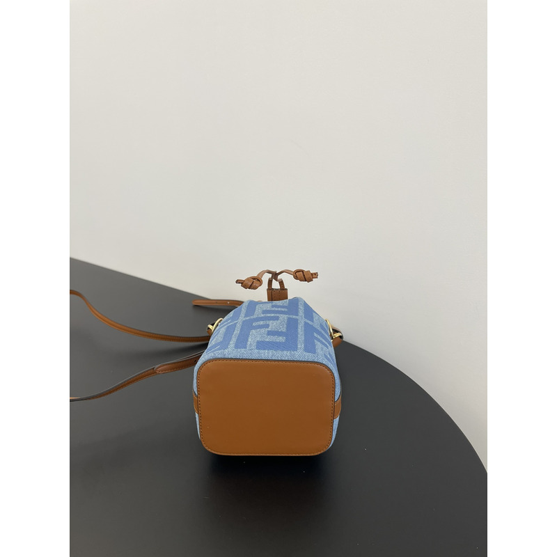 F**di mon tresor mini bag denim with ff embroidery light blue