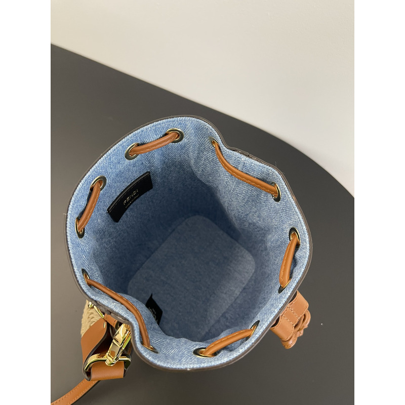 F**di mon tresor mini bag denim with ff embroidery light blue