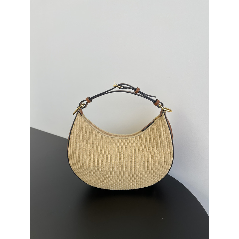 F**di F**digraphy small bag natural straw bag
