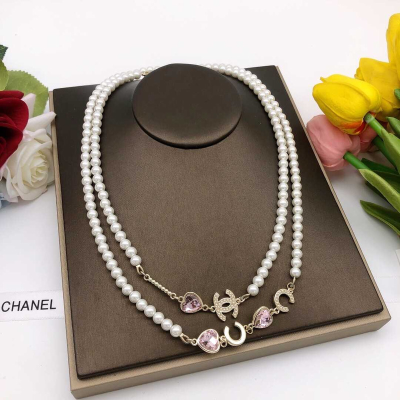 Ch*el pearl long necklace