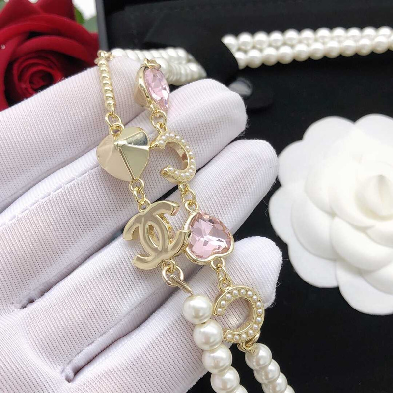 Ch*el pearl long necklace