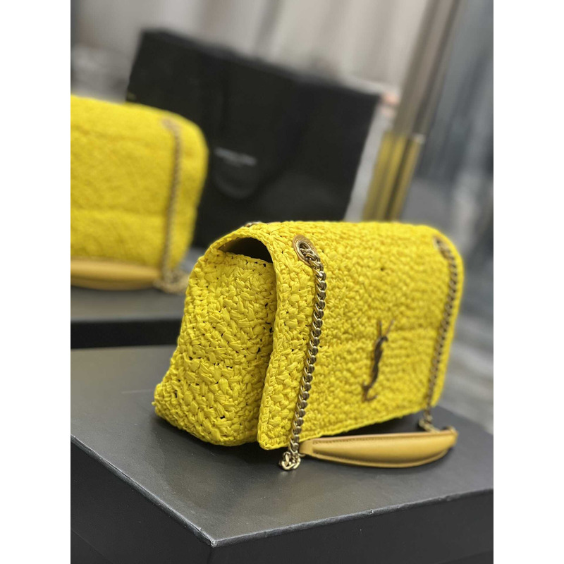 Saint Laurent Padded Tweed Shoulder Bag Yellow