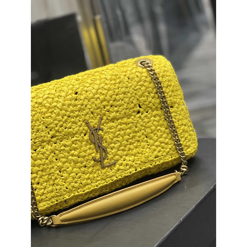 Saint Laurent Padded Tweed Shoulder Bag Yellow