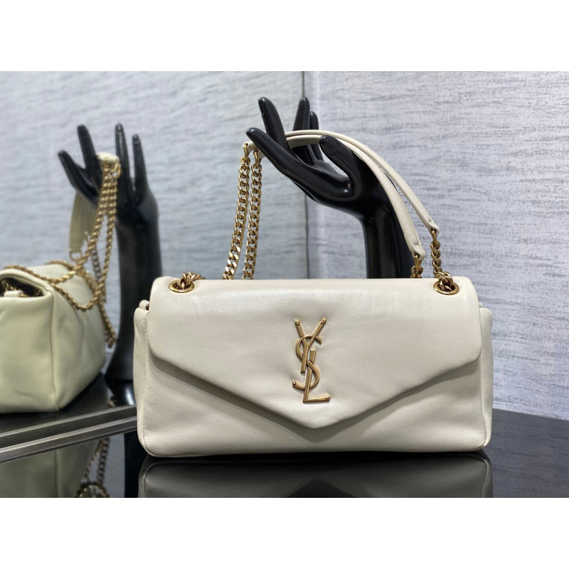 Saint Laurent Calypso Bag In Lambskin White