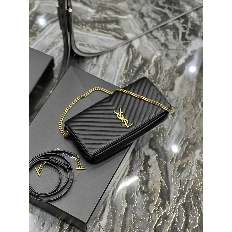 saint laurent S*pple kate 99 quilted calfskin leather shoulder bag black
