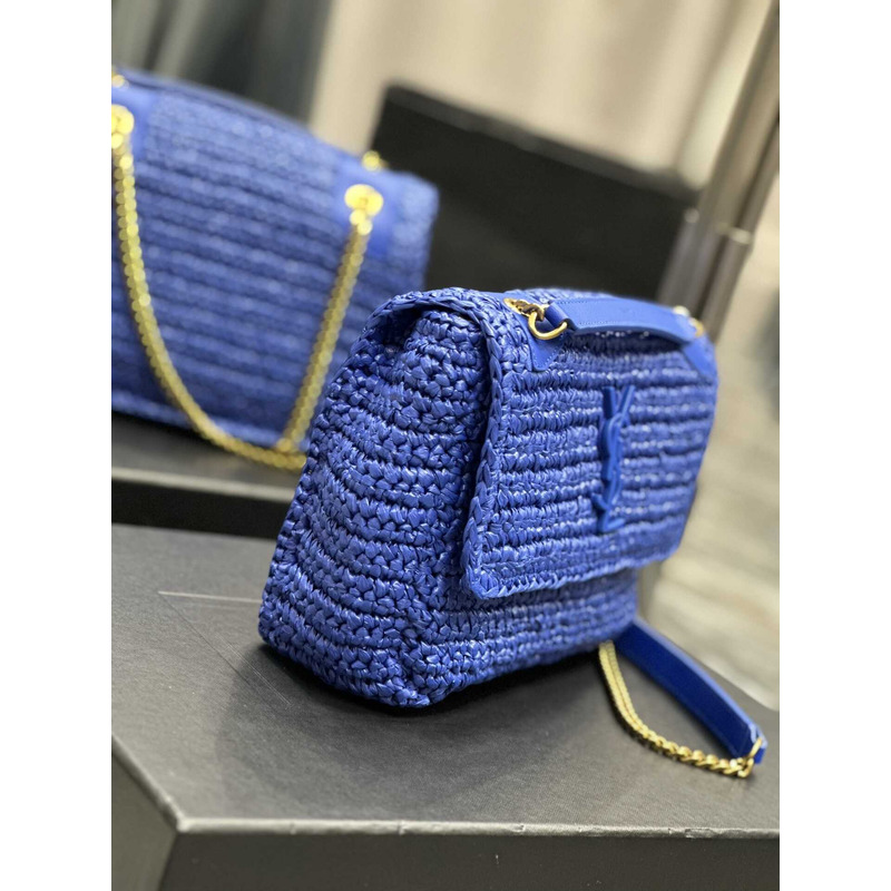 Saint Laurent Niki Small Crocheted Shoulder Bag Royal Blue