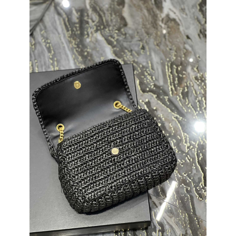 Saint Laurent Niki Small Crocheted Shoulder Bag Black