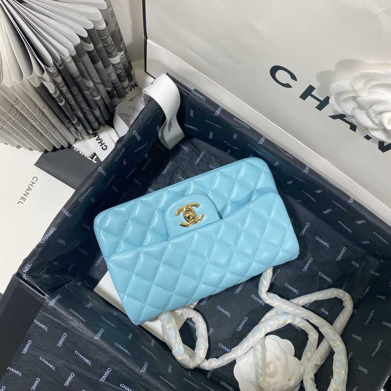 Ch*el classic flap mini  shoulder bag blue