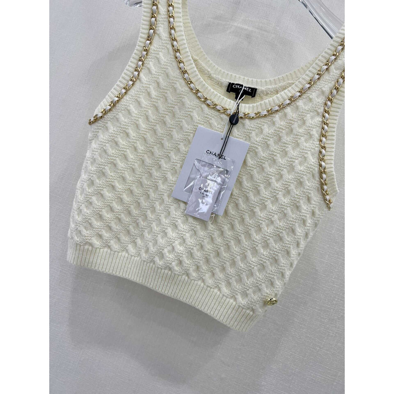 Ch*el tank top cream white