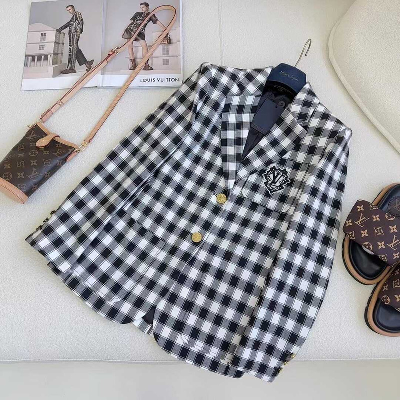 l**is V*t*n vichy check preppy blazer and shorts