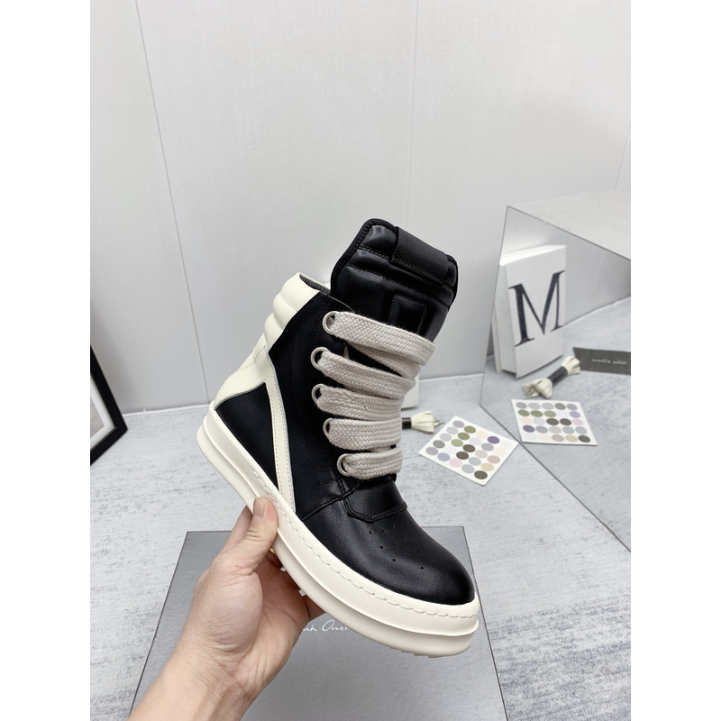 Rick Owens Geobasket High Top Sneakers Thick Lace Black