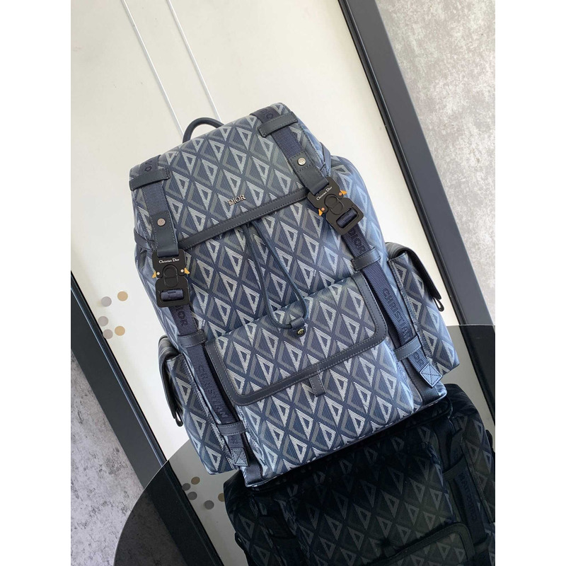 d*or hit the road backpack d*or blue cd Di*m*nd canvas and smooth calfskin