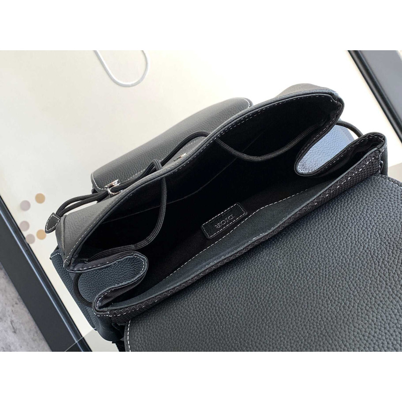 D*or saddle rucksack black grained-leather