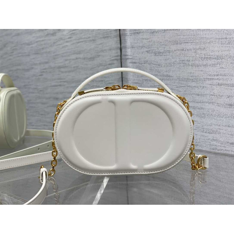 D*or cd signature oval camera bag latte calfskin white
