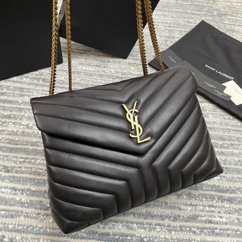 Saint Laurent Loulou Medium Bag In Quilted Leather Black