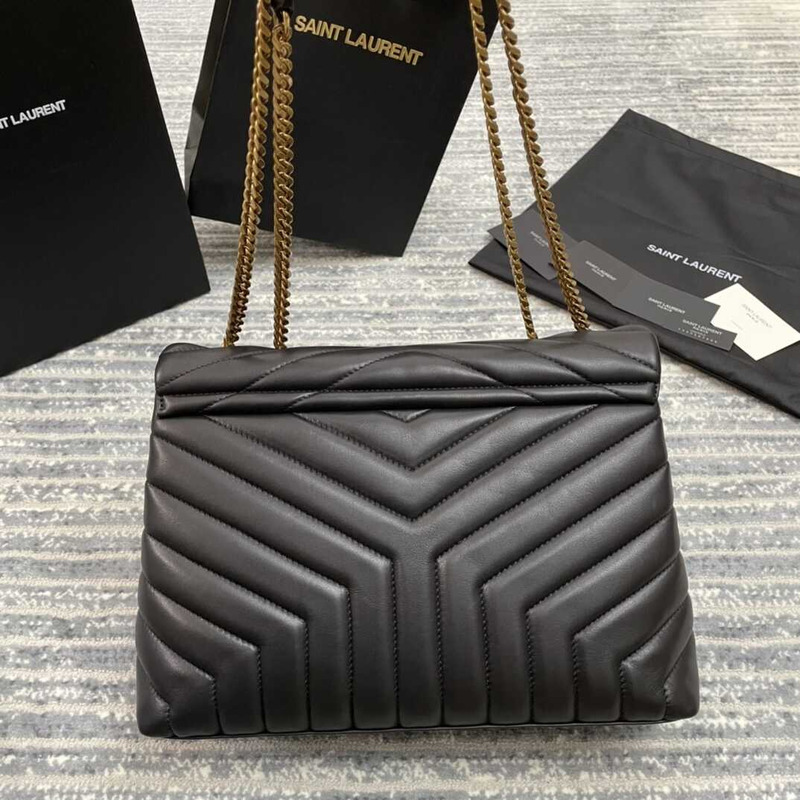 Saint Laurent Loulou Medium Bag In Quilted Leather Black