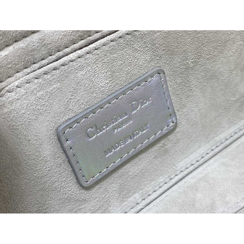 D*or medium lady d-joy bag lambskin silver