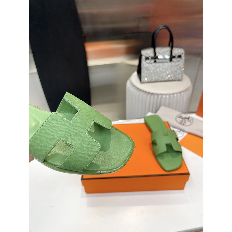 H**mes oran sandal vert pomme epsom calfskin leather green