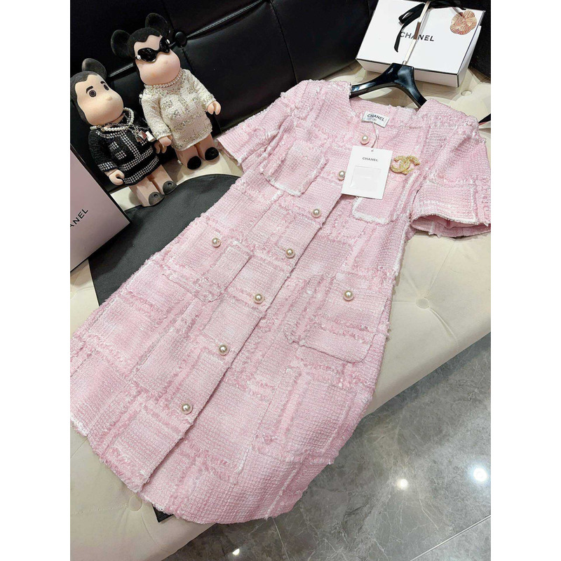 Ch*el tweed dress pink