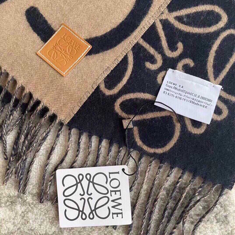 Loewe Luo Yiwei Unisex Graffiti Double-sided Scarf  Brown And Black