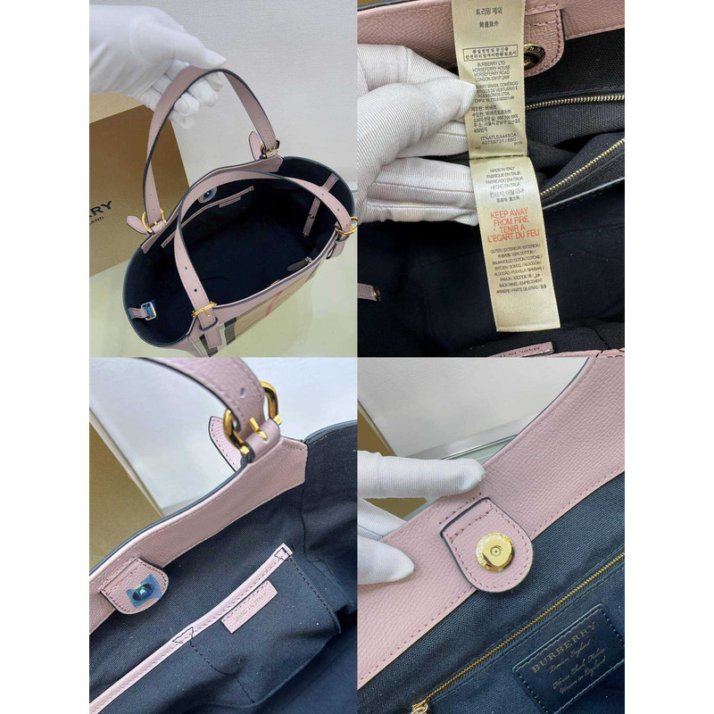 B**rry canterbury tote shoulder bag house check derby canvas pink leather