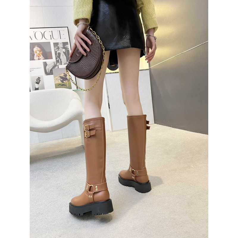 Ce**e biker boots calf leather brown