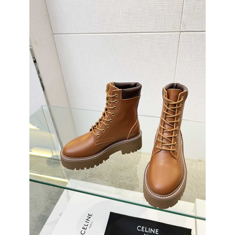 Ce**e lace-up boot with triomphe bulky calfskin brown