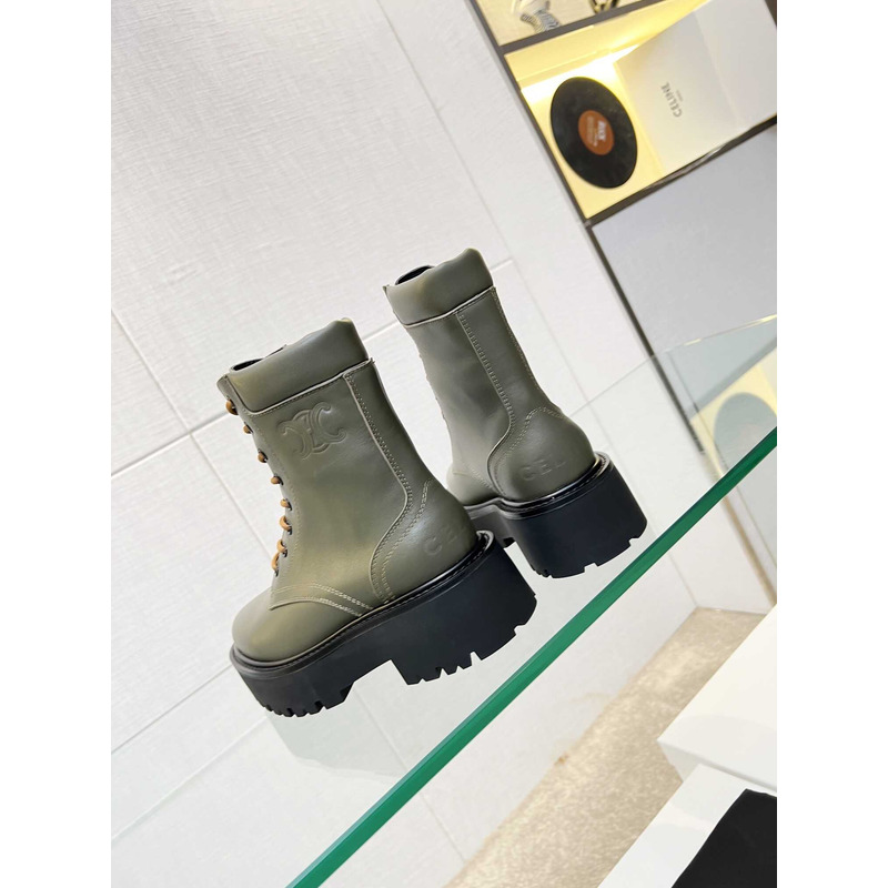 Ce**e lace-up boot with triomphe bulky calfskin green
