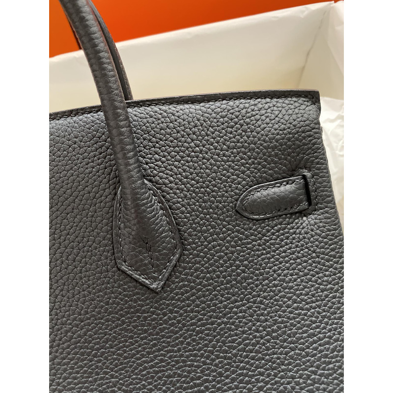 H**mes birkin epsom leather 25 birkin bag black silver buckle