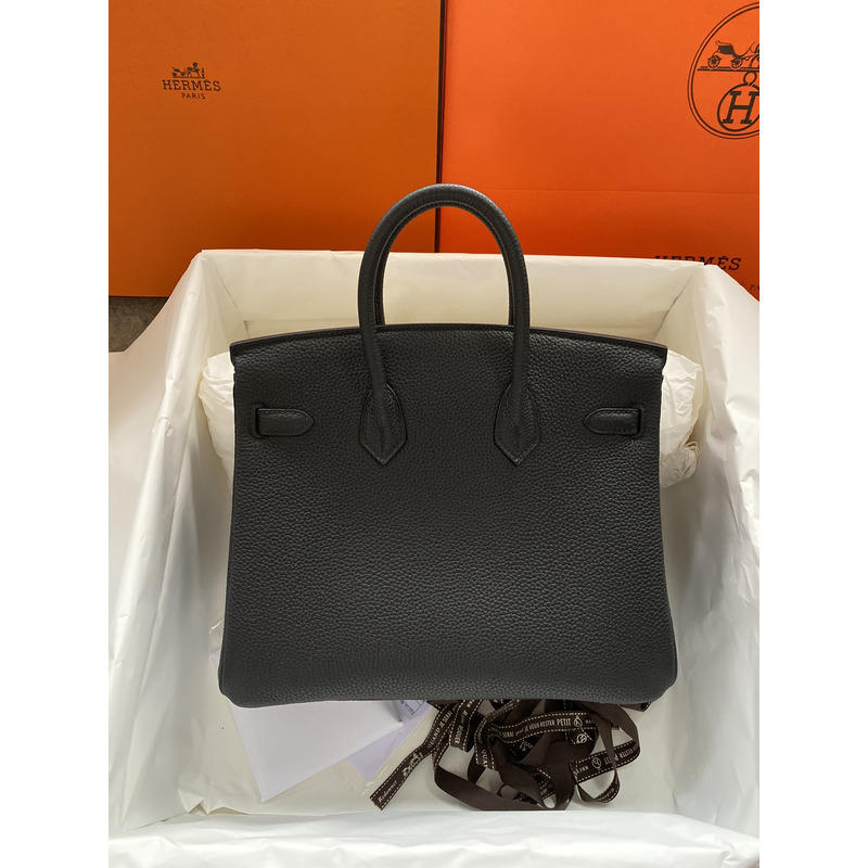 H**mes birkin epsom leather 25 birkin bag black silver buckle