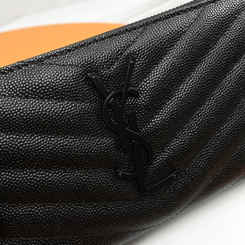 Saint Laurent Cassandre Mattelasse Zip Around Wallet Leather Black