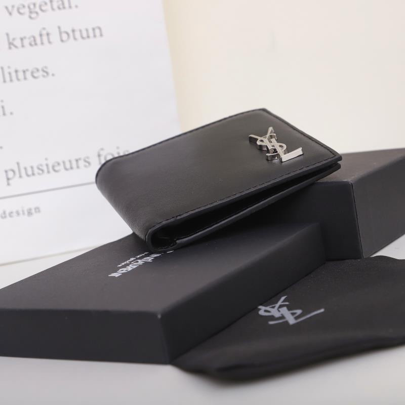 Saint Laurent Tiny Cassandre East/West Wallet In Matte Leather Black