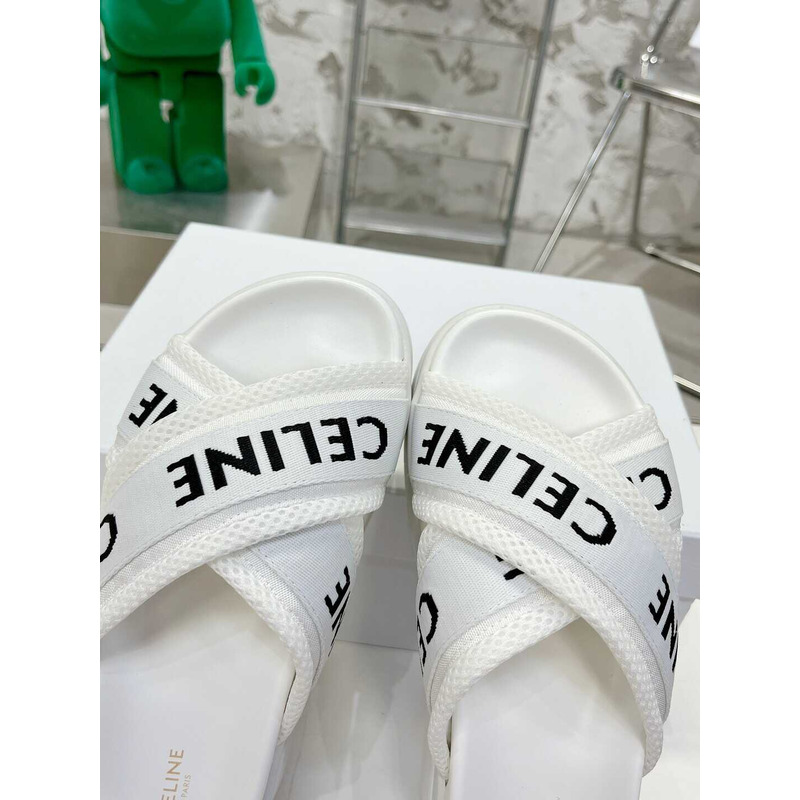 Ce**e block slide in mesh textile with Ce**e jacquard white optic white
