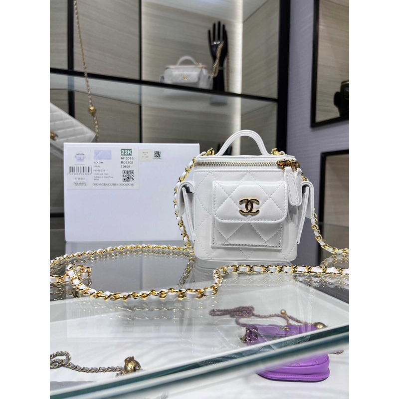 Ch*el 22k leather vanity white