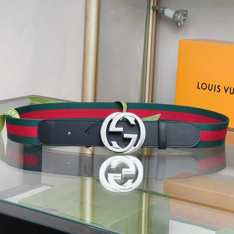 G*u*i web belt with double g buckle