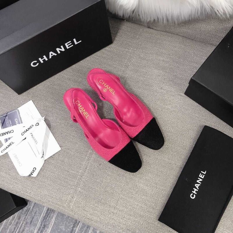 Ch*el slingback tweed sandals pink