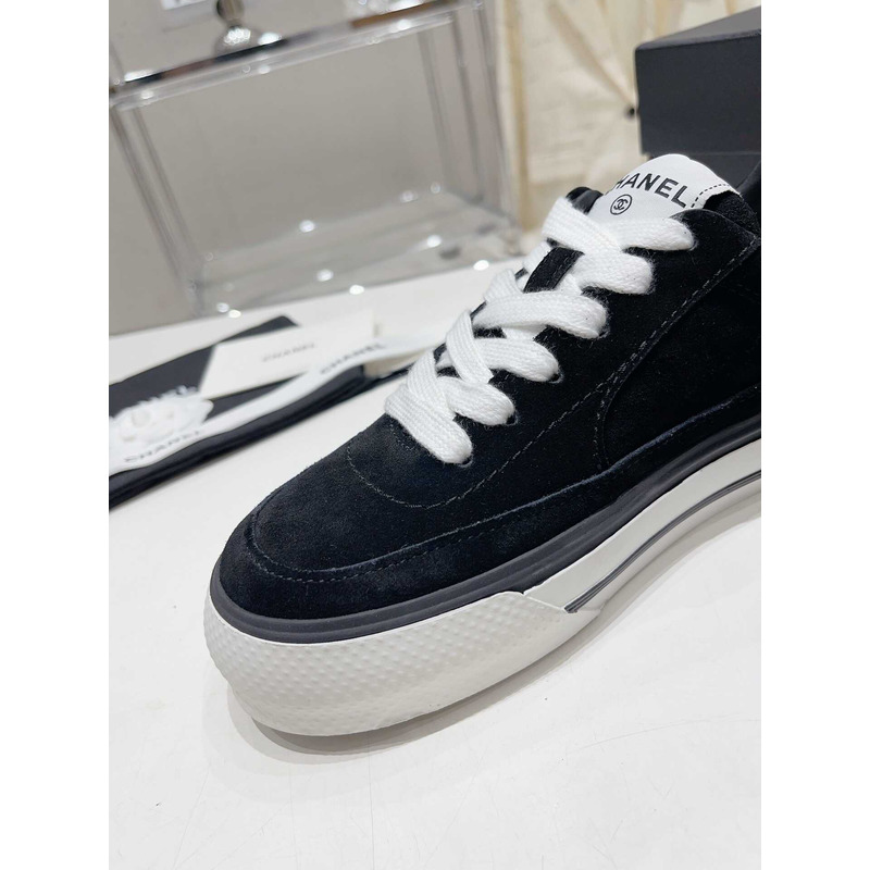 Ch*el velvet & suede calfskin black