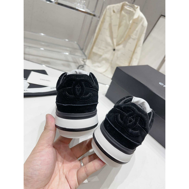 Ch*el velvet & suede calfskin black