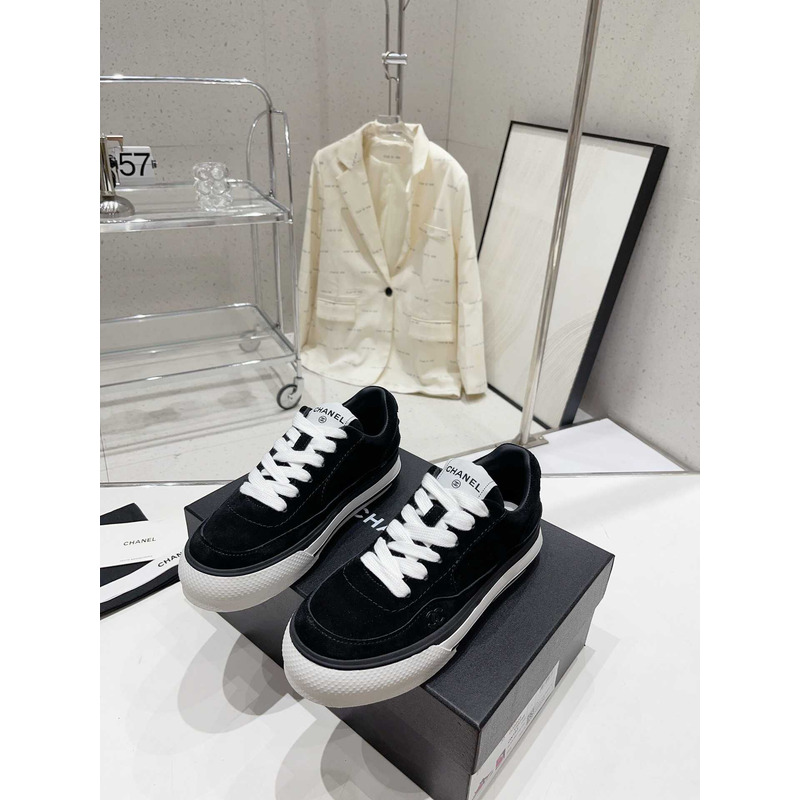 Ch*el velvet & suede calfskin black