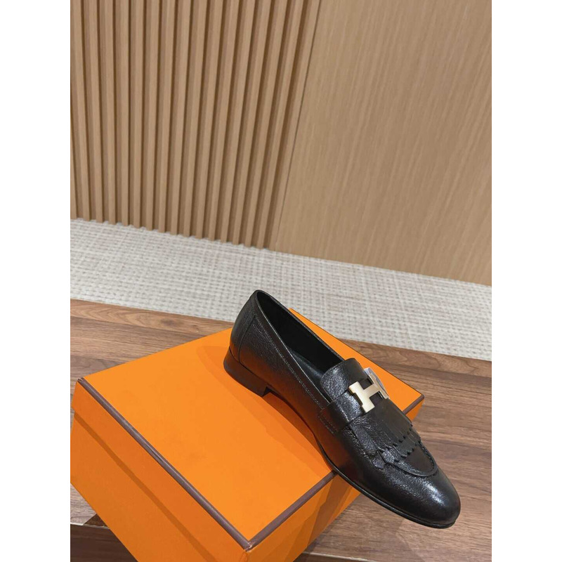 H**mes goatskin womens royal loafers black