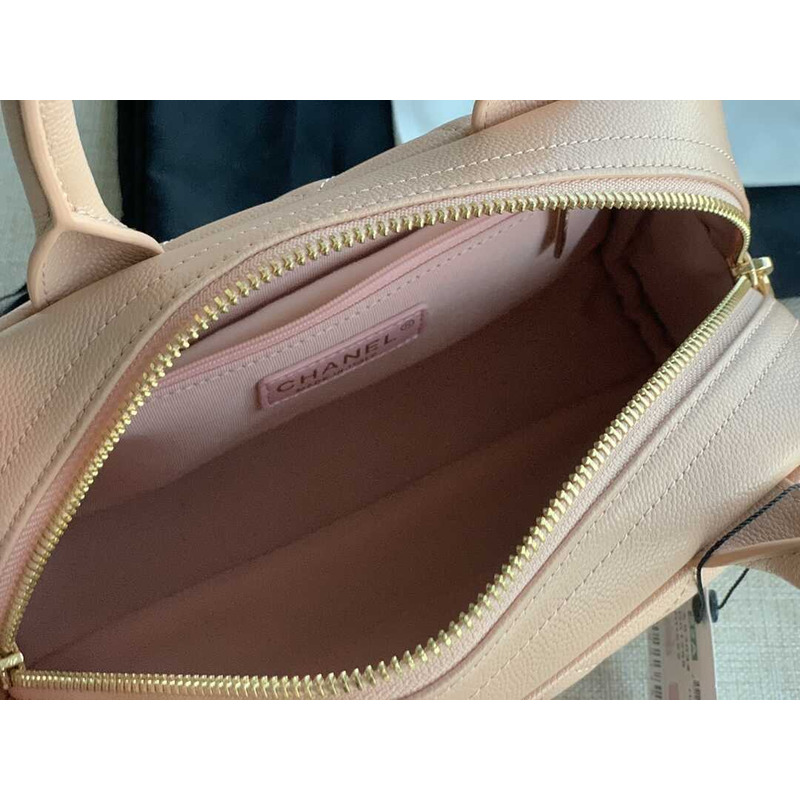 Ch*el bowling bag leather pink